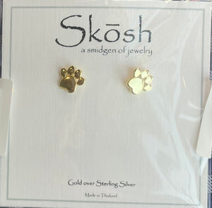 Gold Skosh Paw Print Earrings