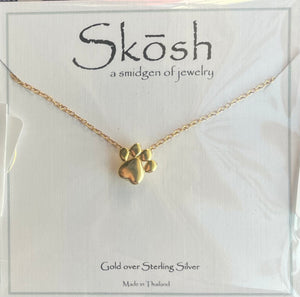 Gold Skosh Paw Print Necklace