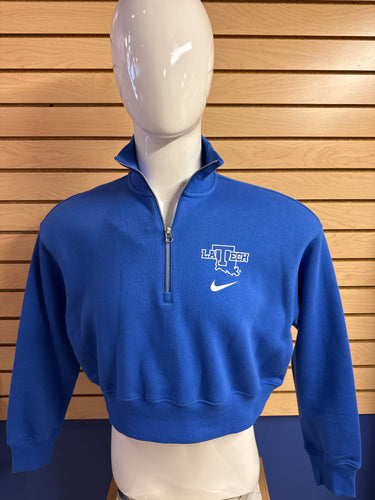 LA Tech Womens Royal Phoenix Fleece Crop 1/4 Zip