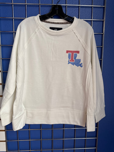 La Tech Womens Cream Slouchy Crew