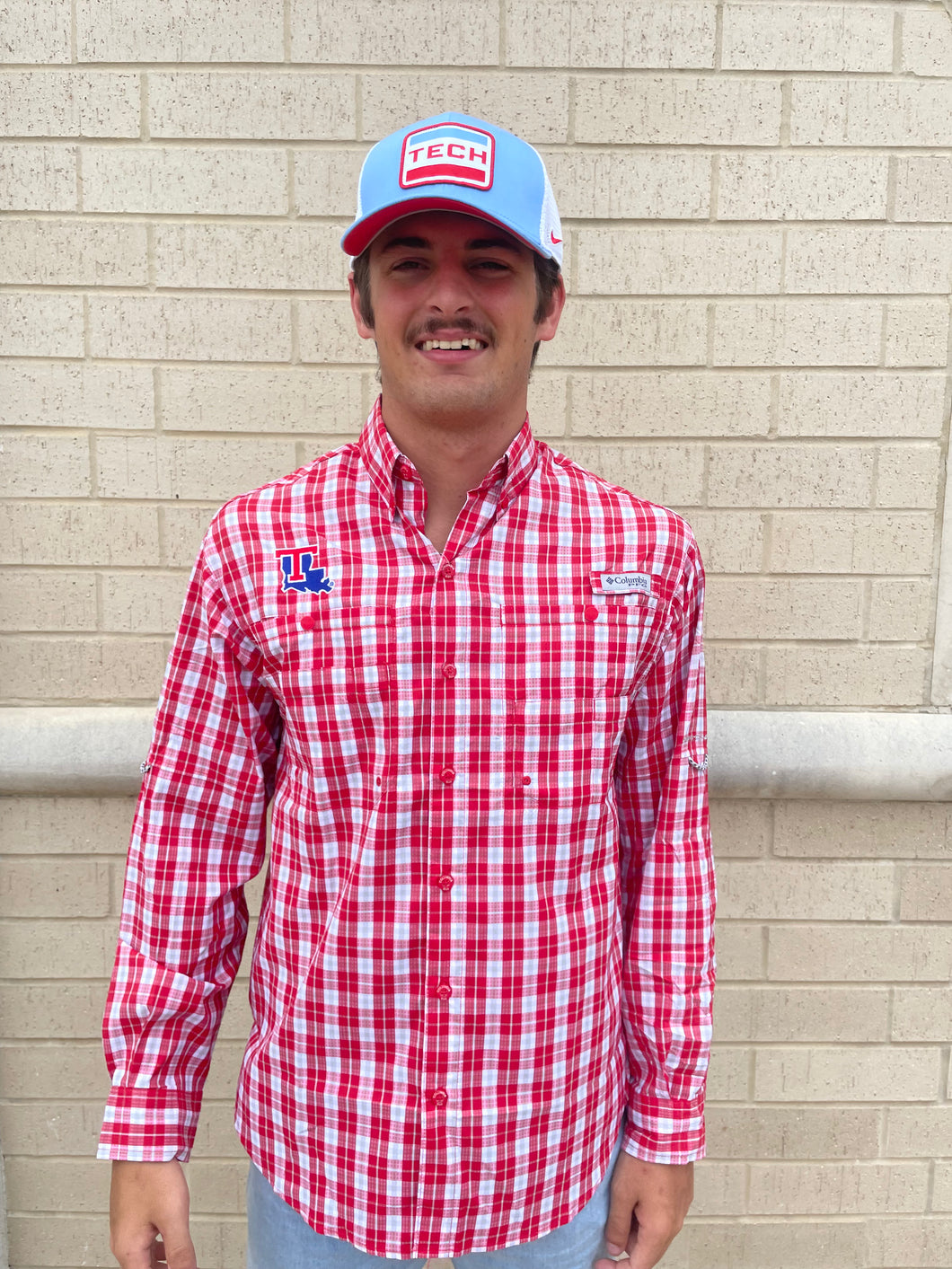 La Tech Mens Red Tamiami Long Sleeve Shirt
