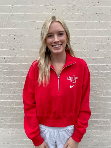 LA Tech Womens Red Phoenix Fleece Crop 1/4 Zip