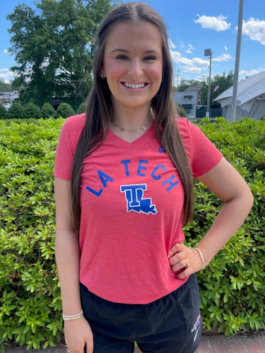 La Tech Womens Red V Tee