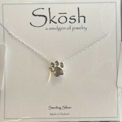 Silver Skosh Paw Print Necklace