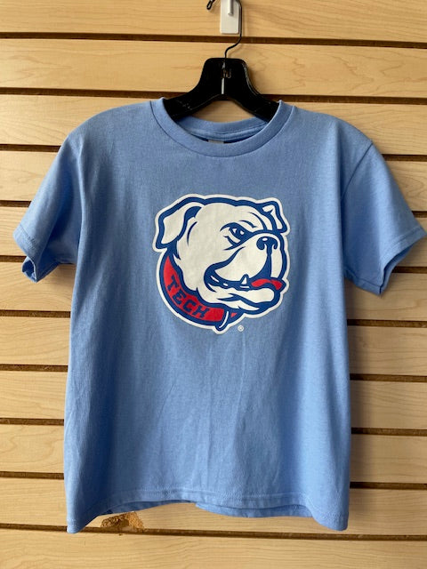 Youth Light Blue Bulldog Head Tshirt