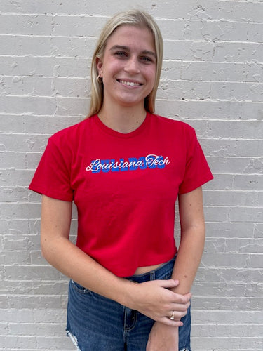 La Tech Womens Red Crop Tee