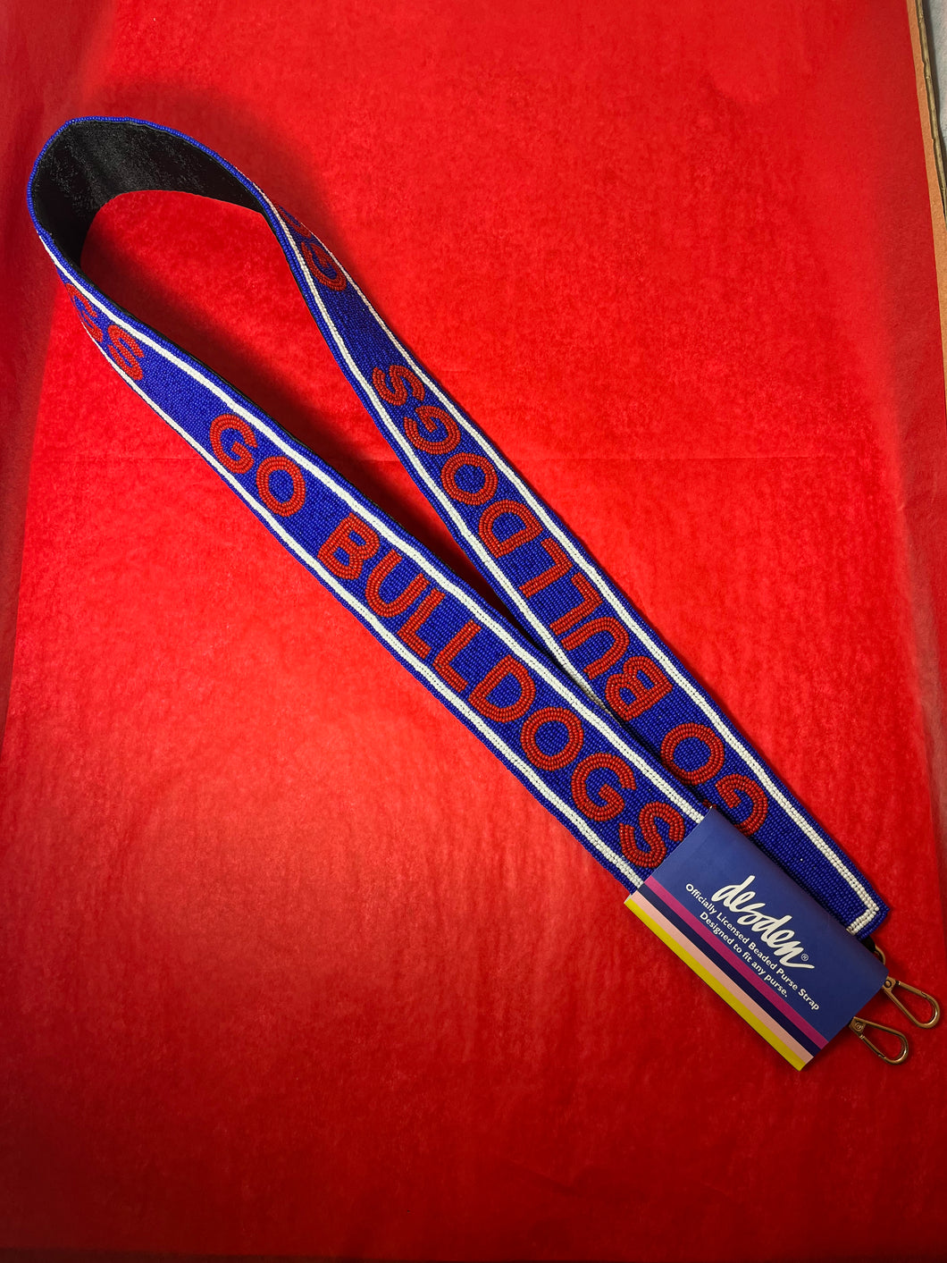 Louisiana Tech purse strap in Blue and Red by Desden