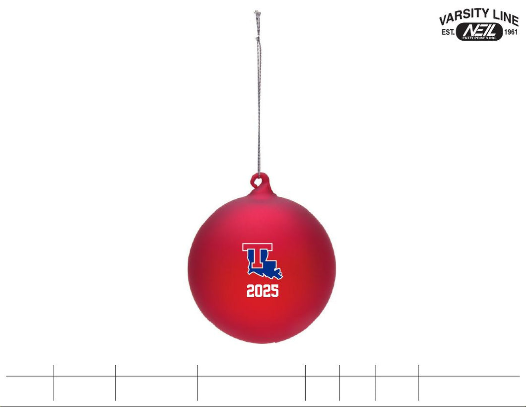 2025 La Tech Red Frosted Glass Ornament